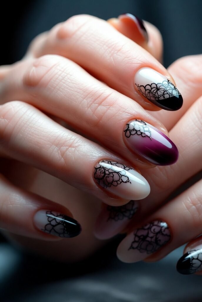 Burgundy and Black Lace Gradient