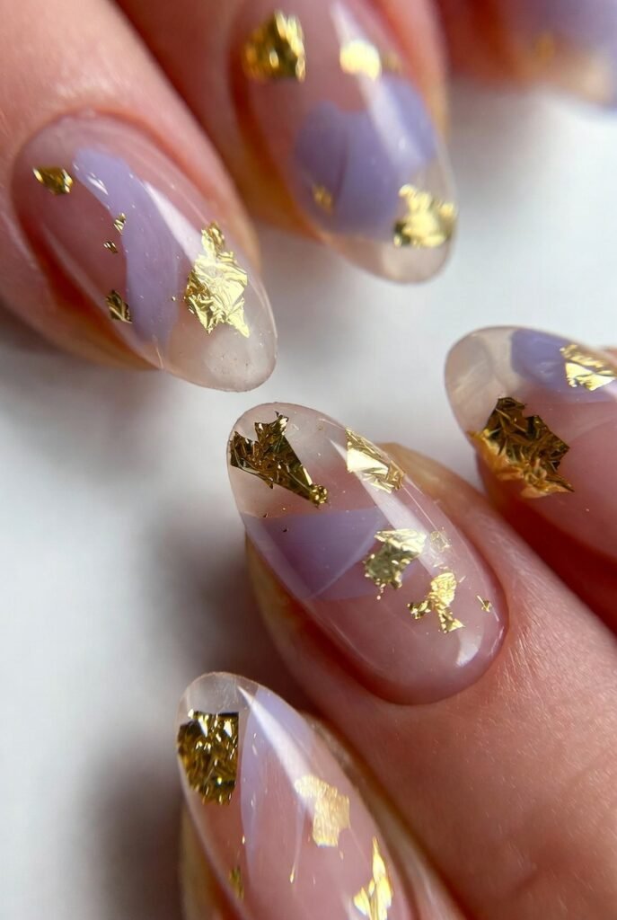 Lavender Sheer with Floating Gold Flakes
