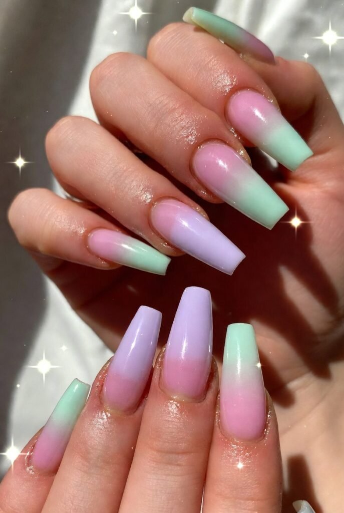 1. Ombré Coffin Nails with Soft Pastels