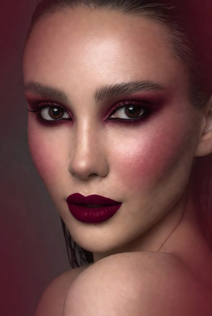 11. Burgundy Monochromatic Face (Eyes, Cheeks, Lips)