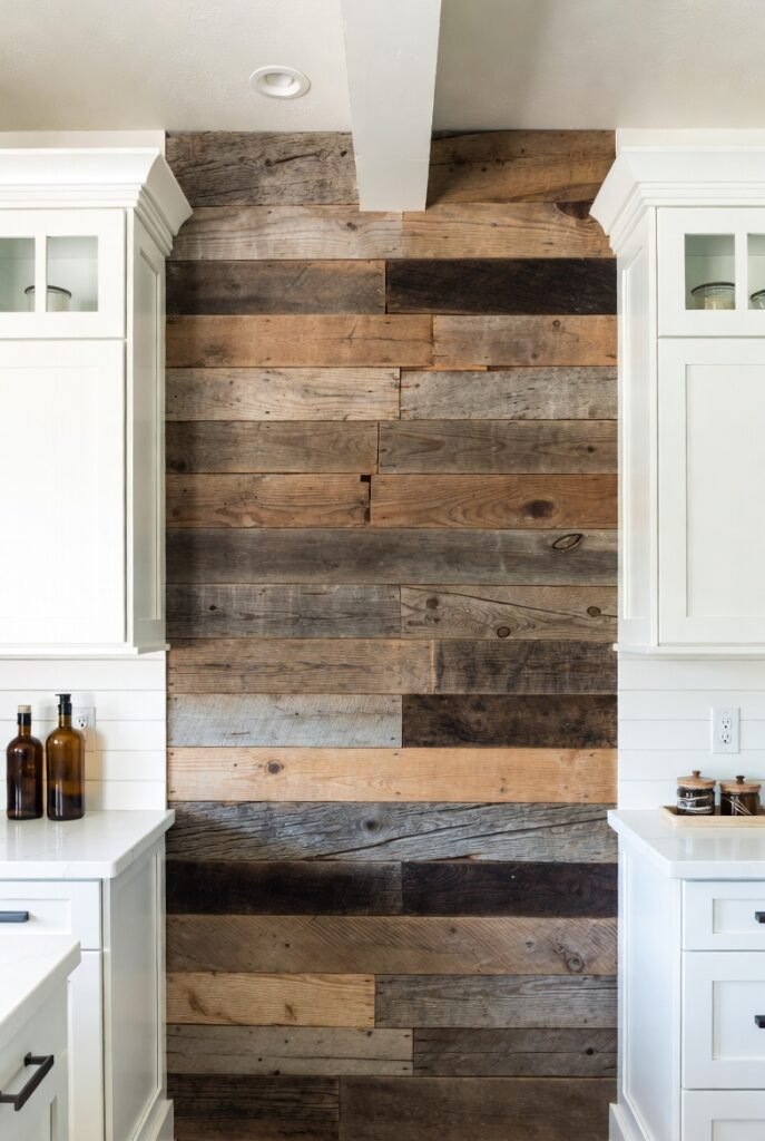 11. Reclaimed Barn Wood Accent Wall