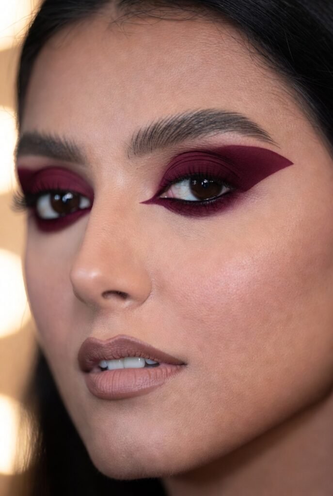 3. Matte Burgundy Cut Crease