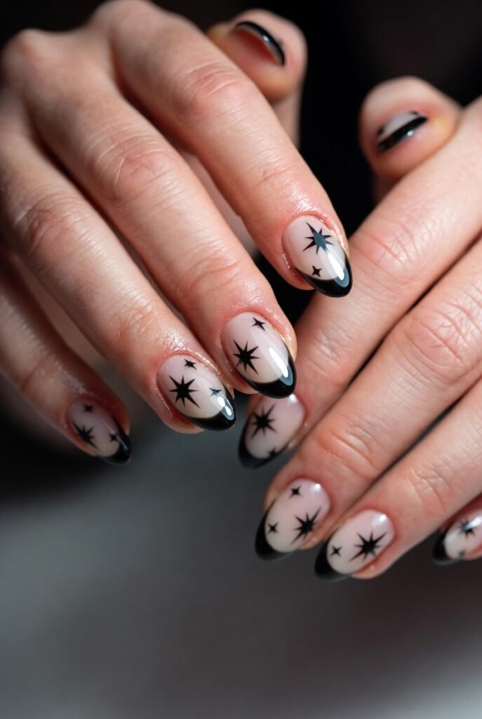 Black Tips with Negative Space Cutouts in the Shape of Stars