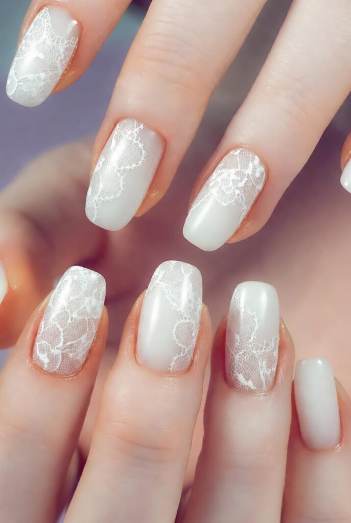 Matte White Lace on Glossy Base