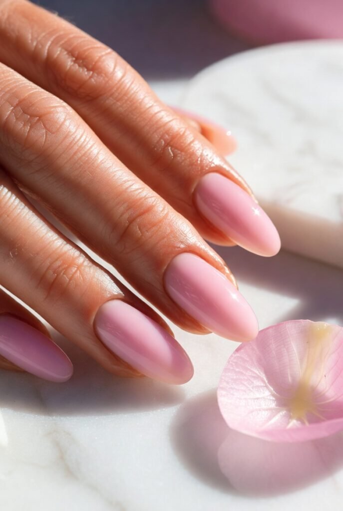 Soft Baby Pink Almond Nails
