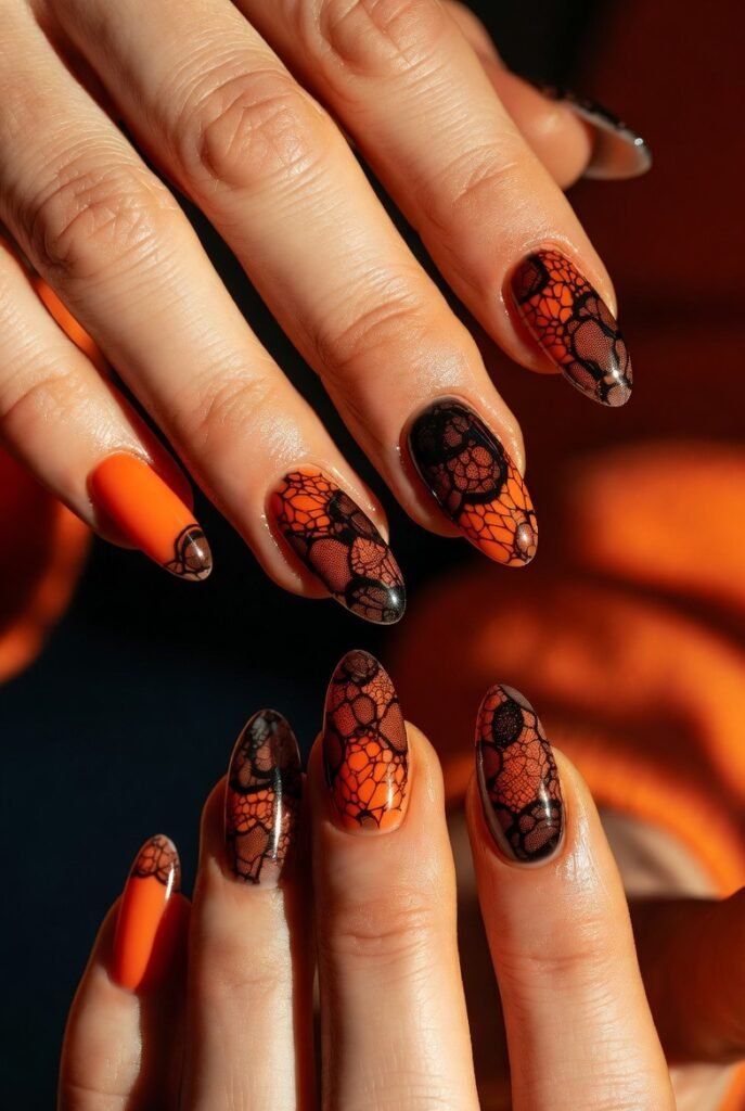 Black Lace Over Blood Orange Base