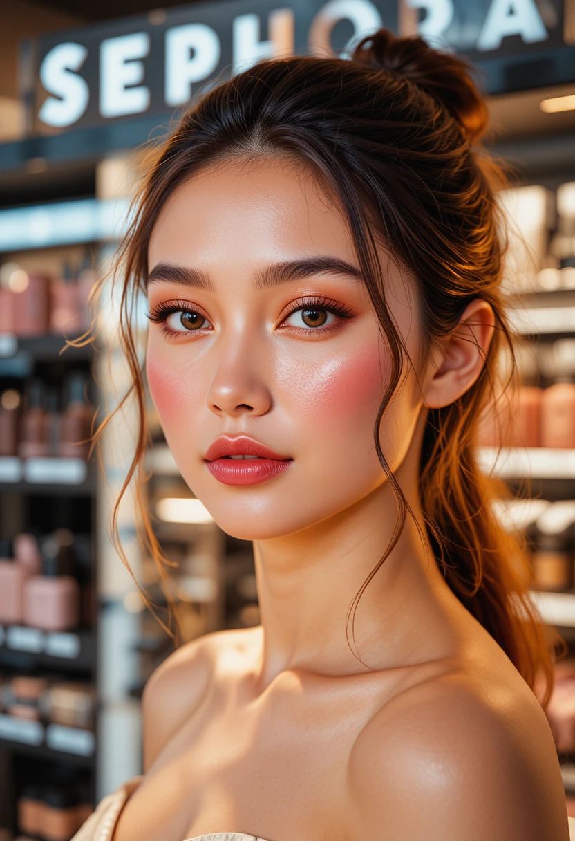 Confident woman with glowing skin showcasing 21 Sephora skincare tips for a radiant, healthy complexion