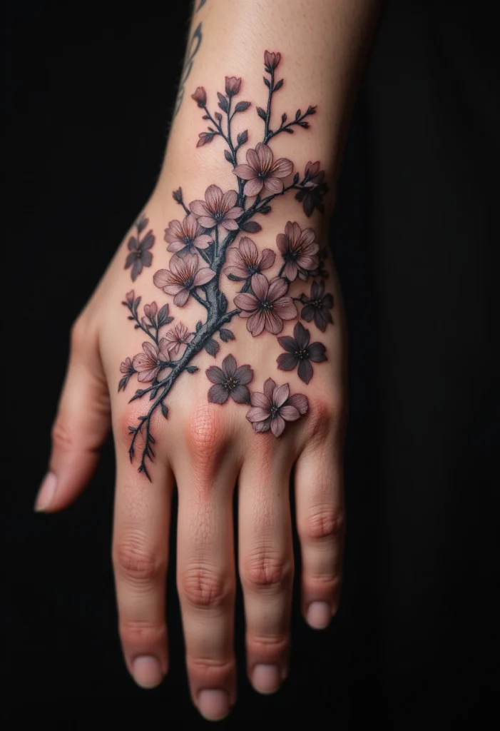 Full Hand Back Branch With Shadow Petals