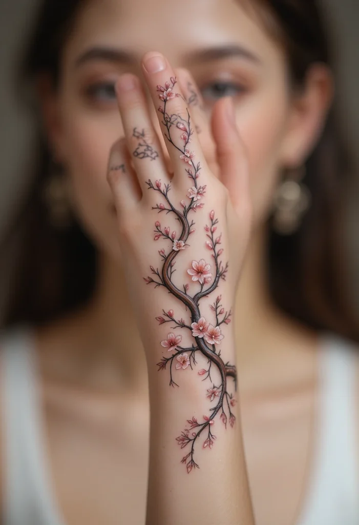 Cherry Blossom Vine Wrapping the Thumb
