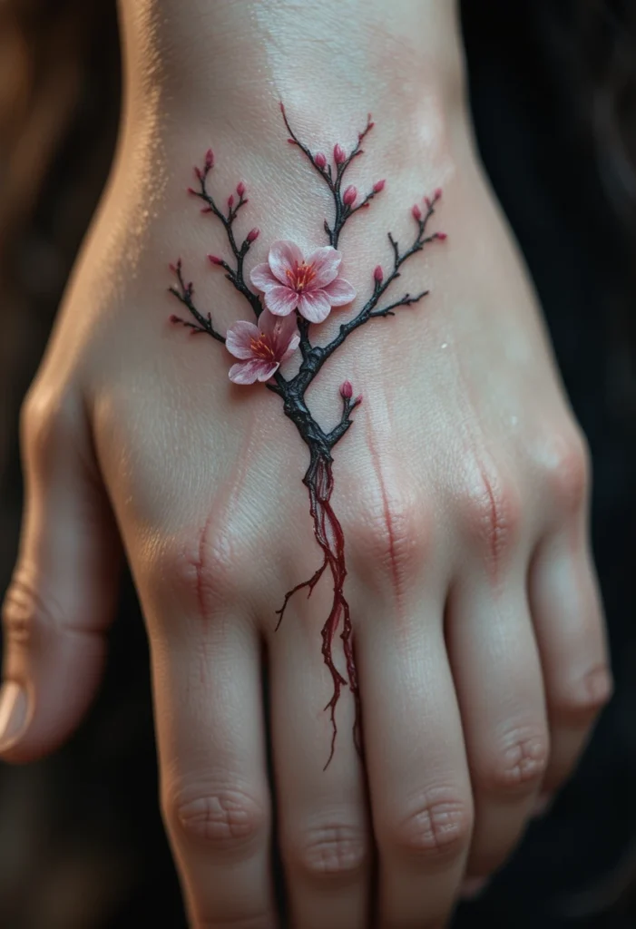 Branch Growing Out of a Small Crack (Faux Scar Tattoo)