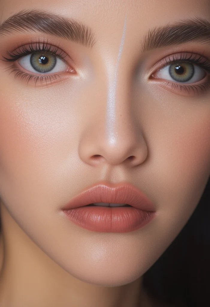Nose Highlight in a Thin Vertical Line