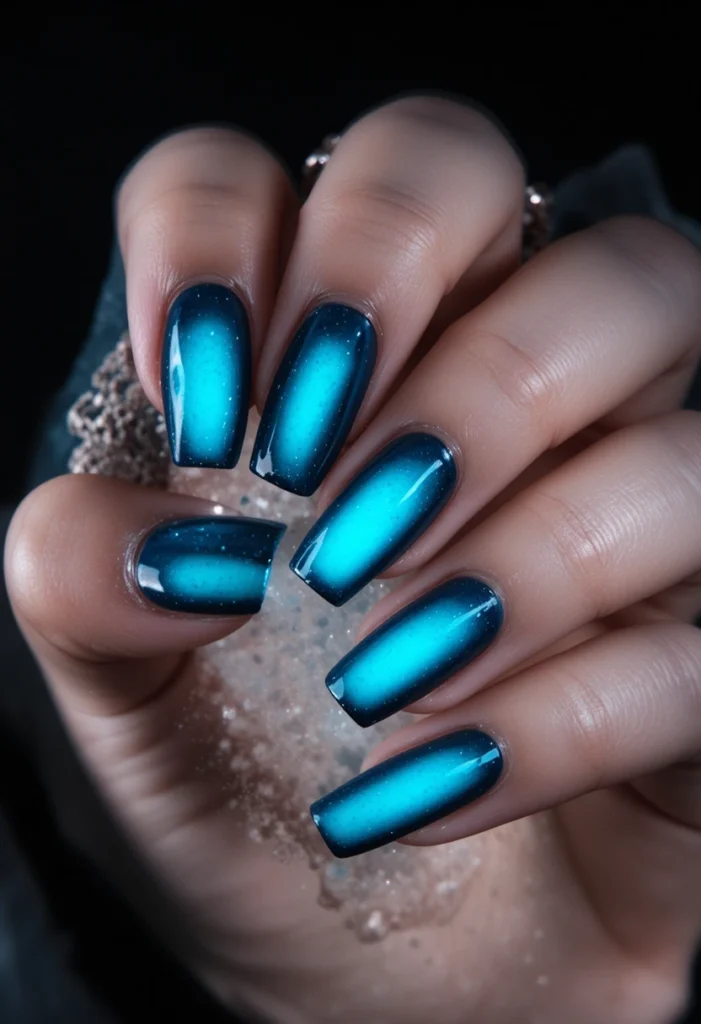Turquoise Center on Deep Navy Outer