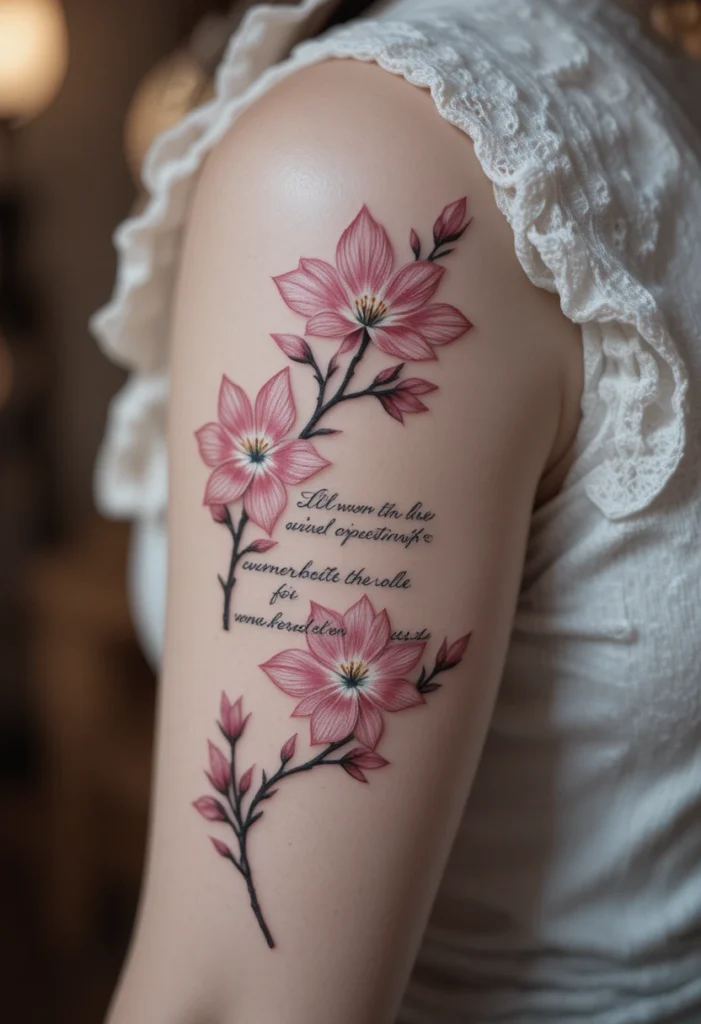 Sakura and Song Lyrics on the Inner Arm