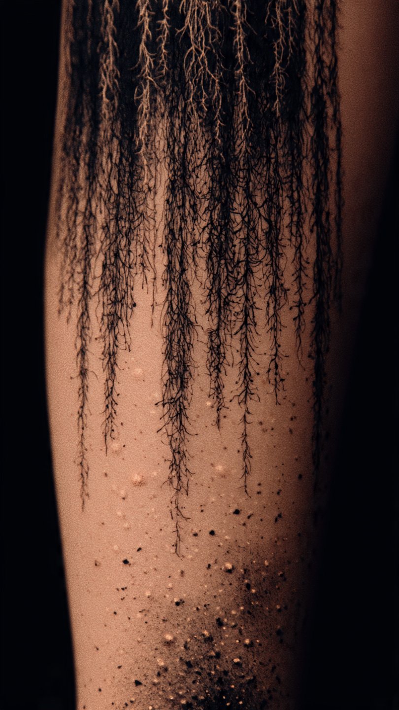 A stunning dark editorial photography showcase of 22 botanical noir tattoo ideas including black roses with thorns and smoke, wilting lilies, poison ivy vines, spider web orchids, decaying lotus, raven on dead branch, and a bouquet of wilted flowers tied with barbed wire for dark, edgy, and mysteriously beautiful nature-inspired tattoo inspiration.