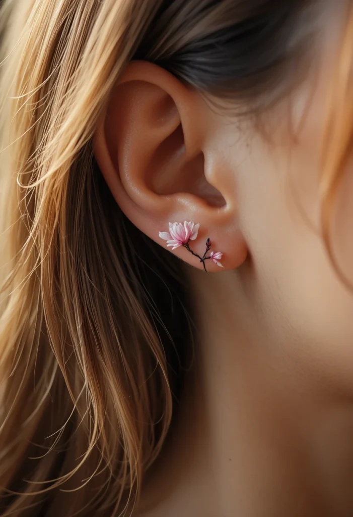 Tiny Sakura Behind the Ear