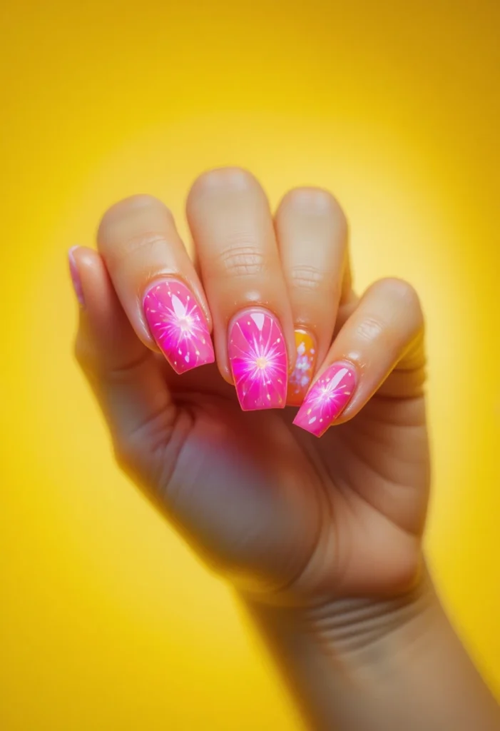 Fuchsia Center on Lemon Yellow Base