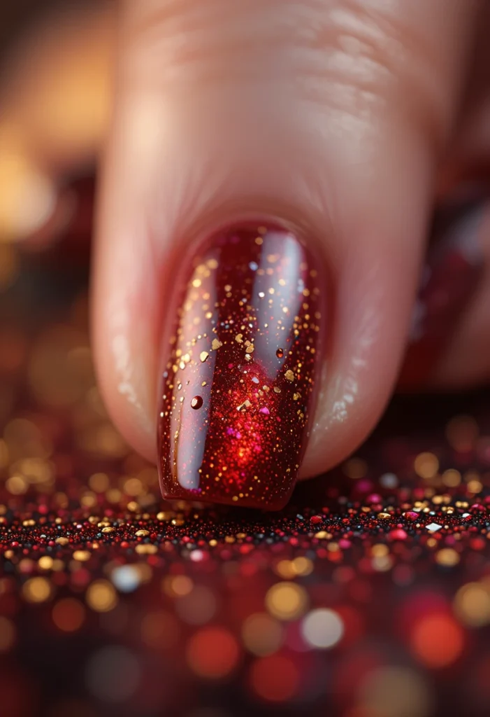 Ruby Red Center with Gold Foil Speckles
