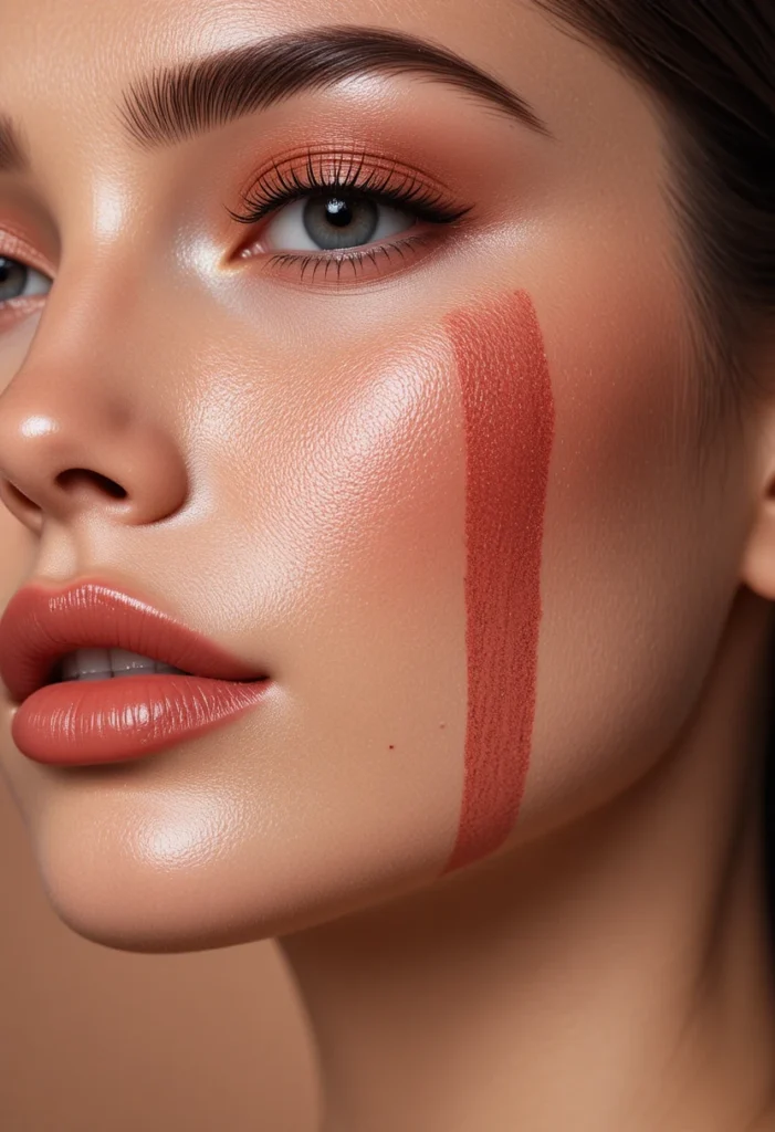 Vertical Blush Strip Along Cheek Side