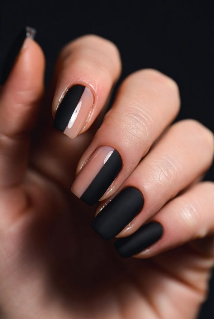 Half-and-Half: Glossy Nude & Matte Black