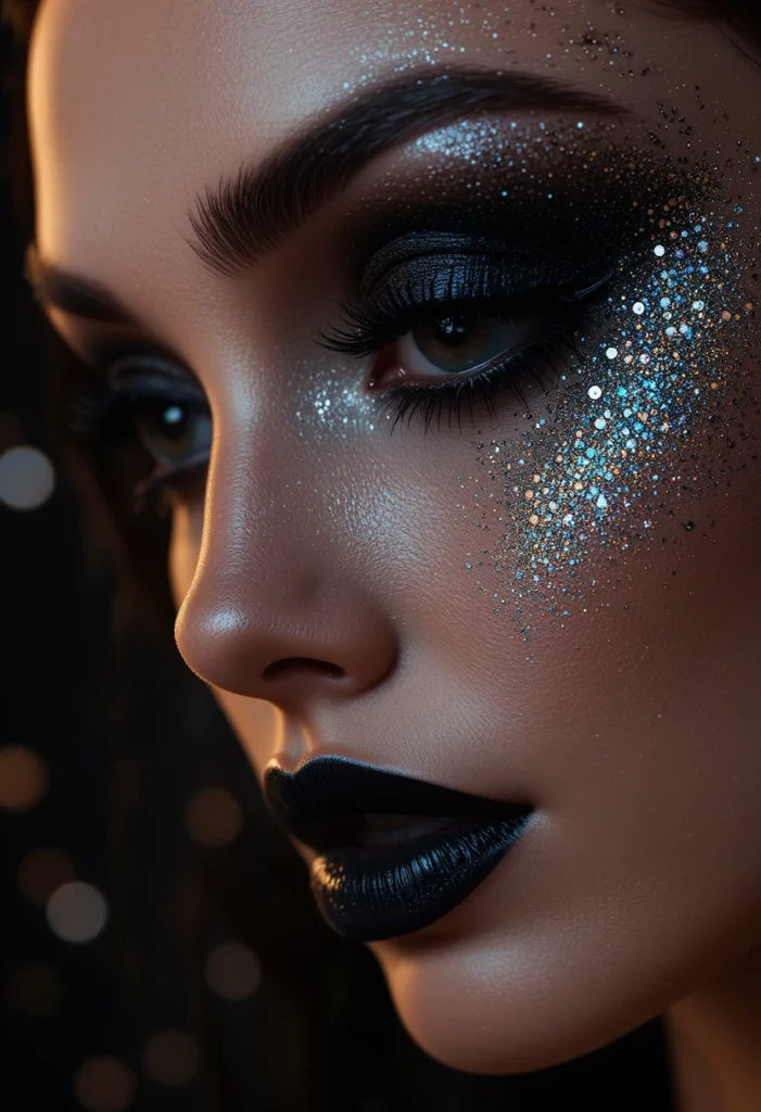 Sparkly Black Smokey Eye for New Year’s Eve
