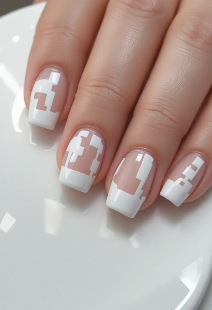 White Negative Space Nails