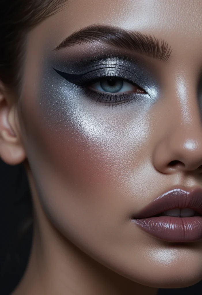 Metallic Gunmetal Cut Crease