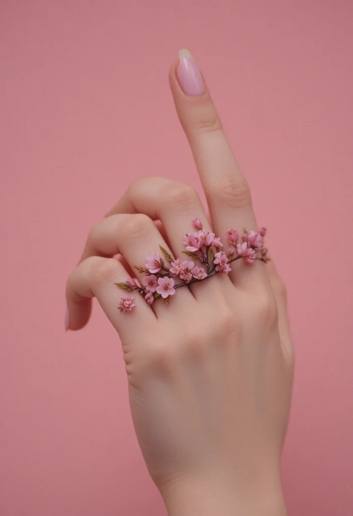 Cherry Blossom Ring Around the Middle Finger