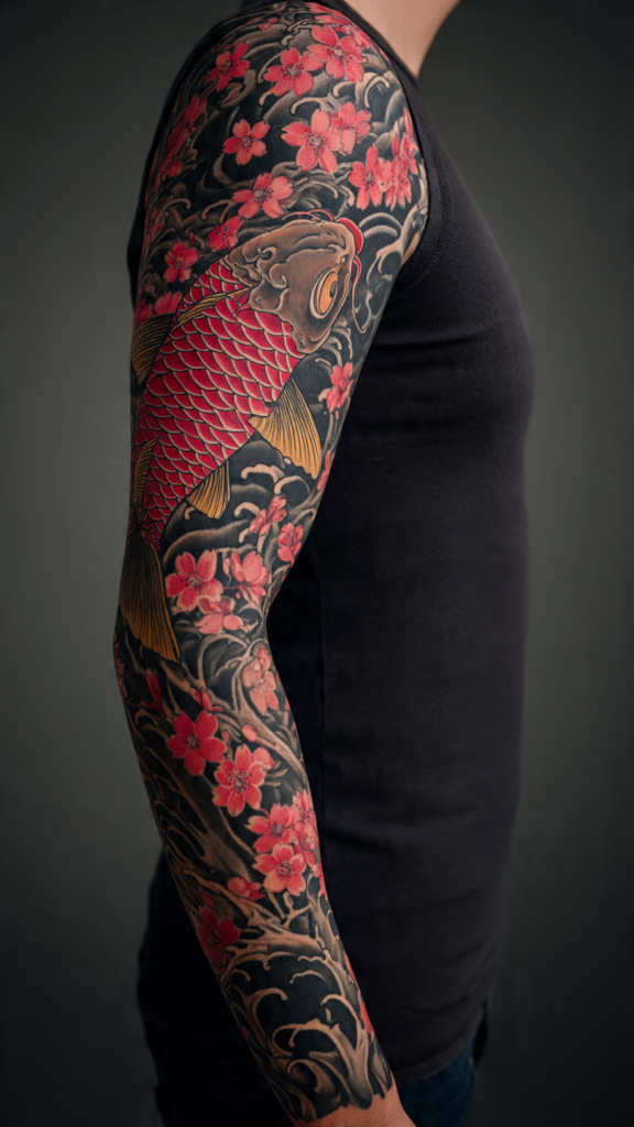 Sakura and Koi Fish Sleeve