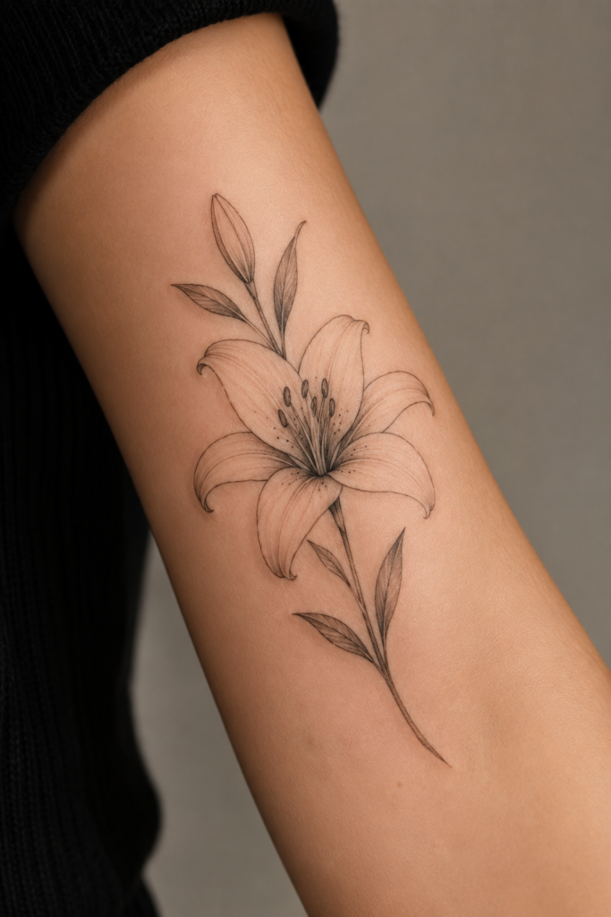 Classic White Lily Tattoo