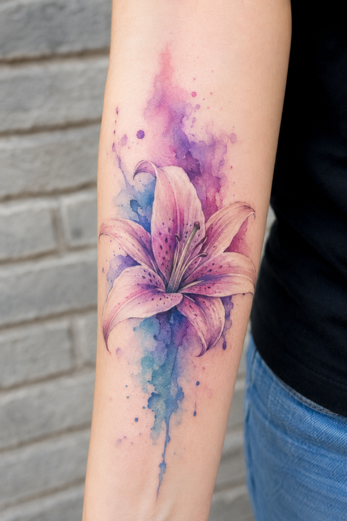 Black and Grey Realistic Lily Tattoo on the Ribcage