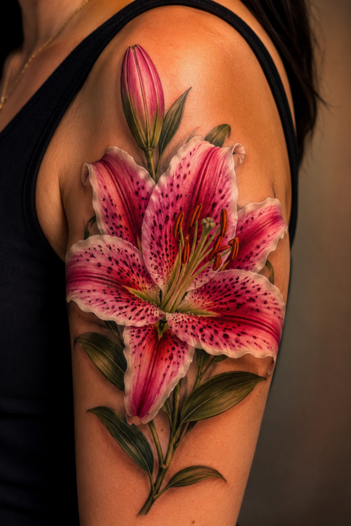 Lily Flower Tattoo Wrapped Around the Ankle