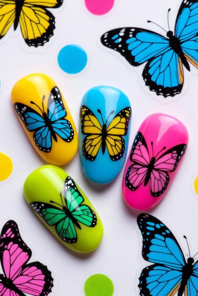 Cartoon Style Butterflies with Bold Lines