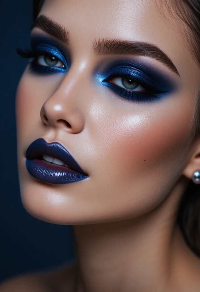 Navy Blue Smokey Eye for a Pop of Color