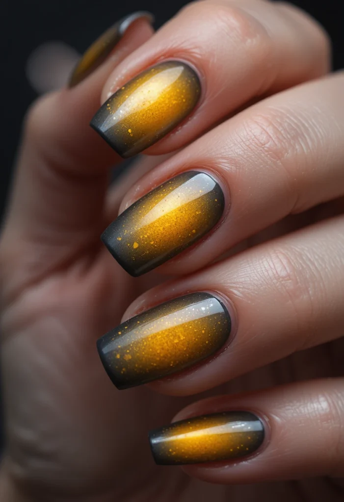 Golden Yellow Center Fading to Charcoal Gray