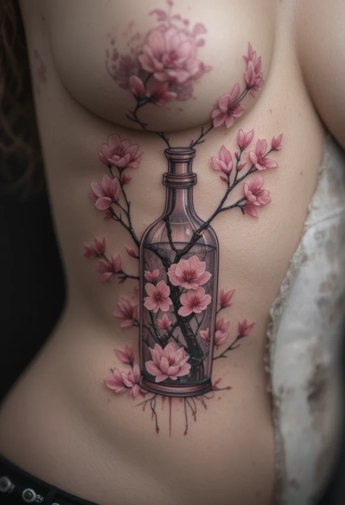  Sakura in a Glass Bottle on the Rib