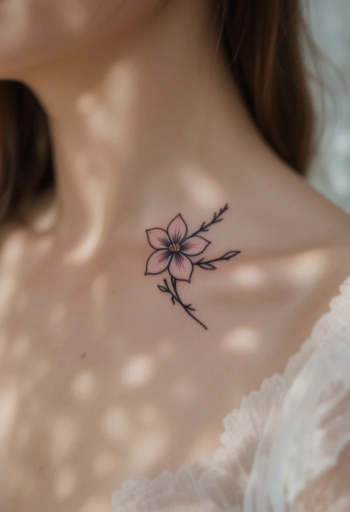 Minimalist Line-Art Sakura on the Finger