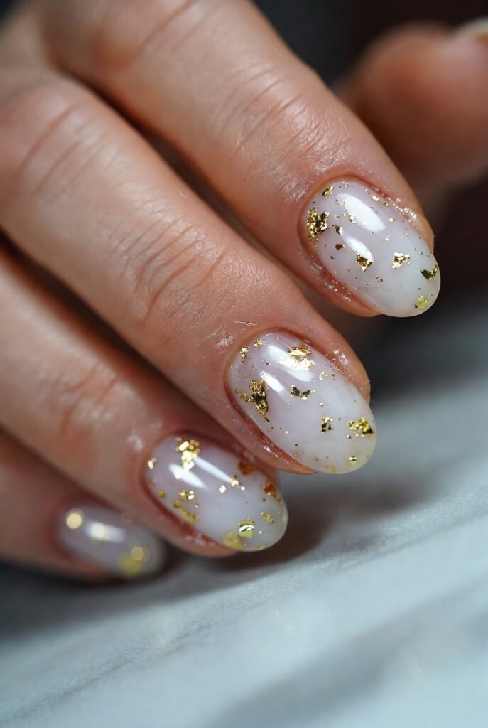Milky White with Gold Speckles