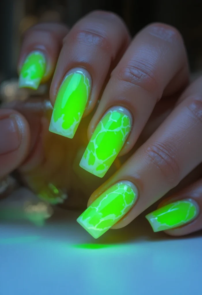 Neon Green Core with White Outlining