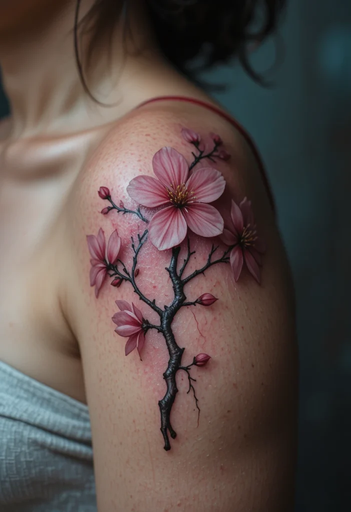 Sakura Over an Old Scar