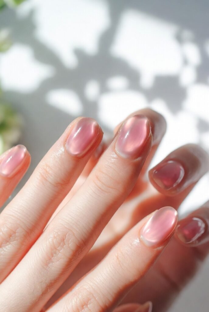 Rose Pink Jelly Nails