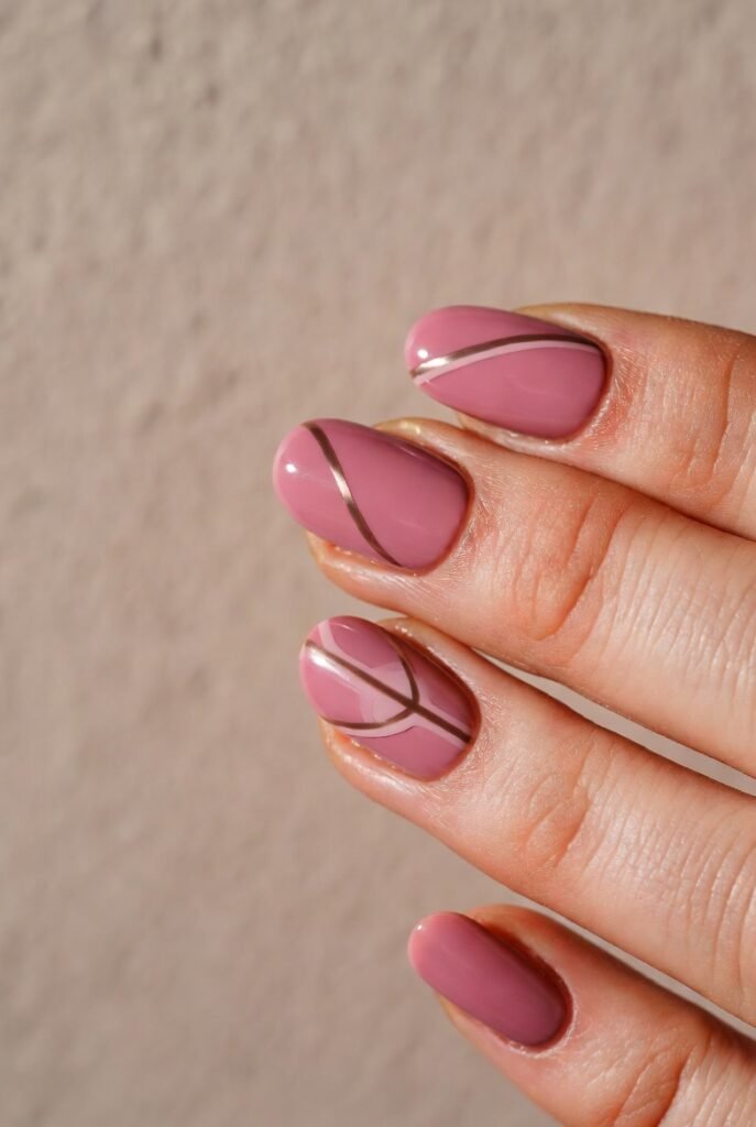 Dusty Pink with Negative Space Lines