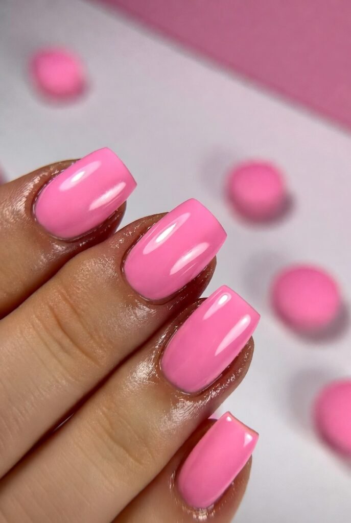 Bubblegum Pink Squoval Nails