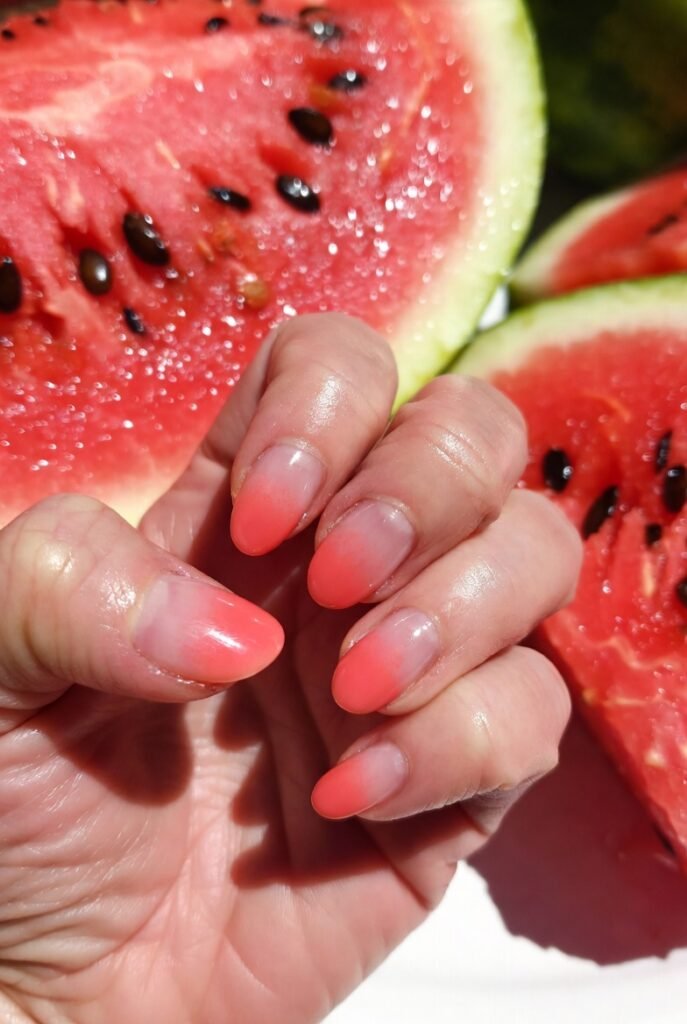 Watermelon Pink Ombré Nails