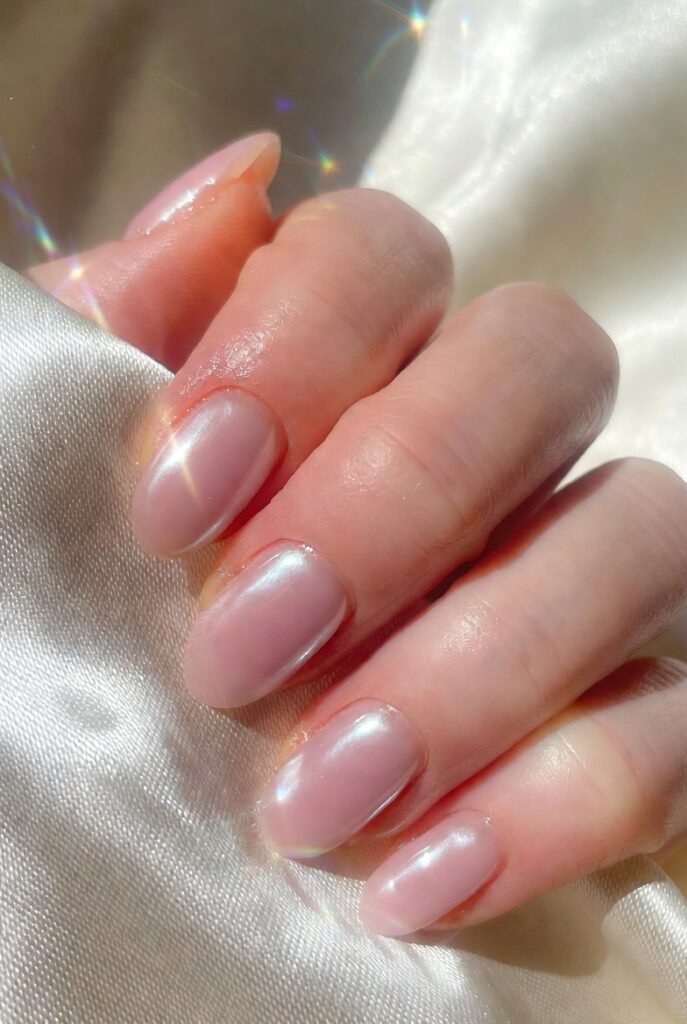 Pale Pink Glazed Donut Nails