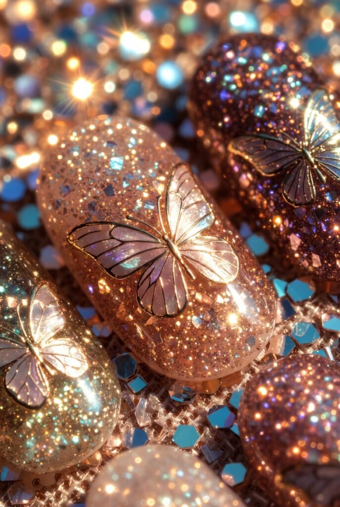 Glitter Gradient Butterfly Backgrounds
